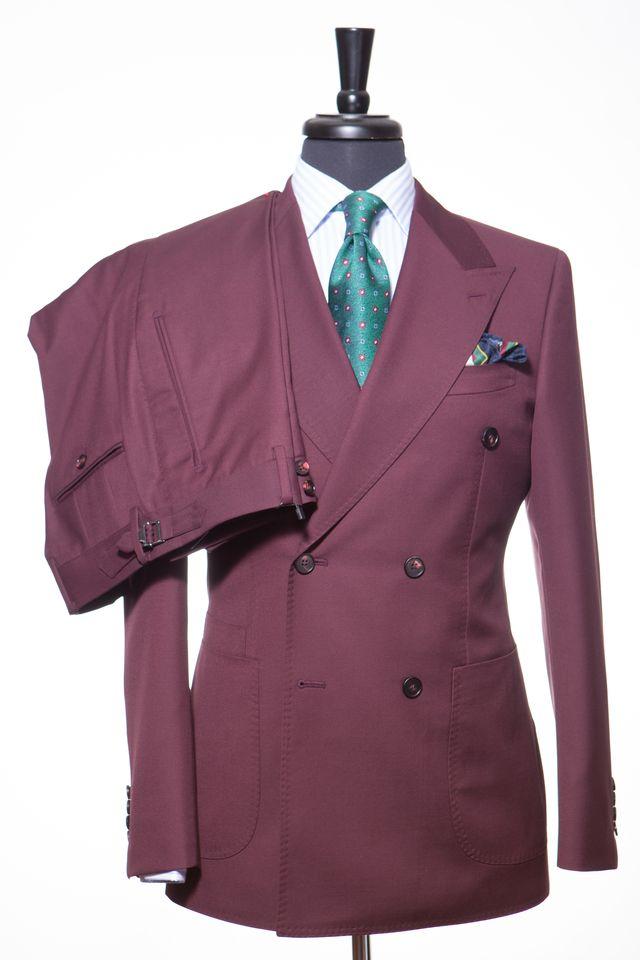Stanlion Burgundy Double-Breasted Suit