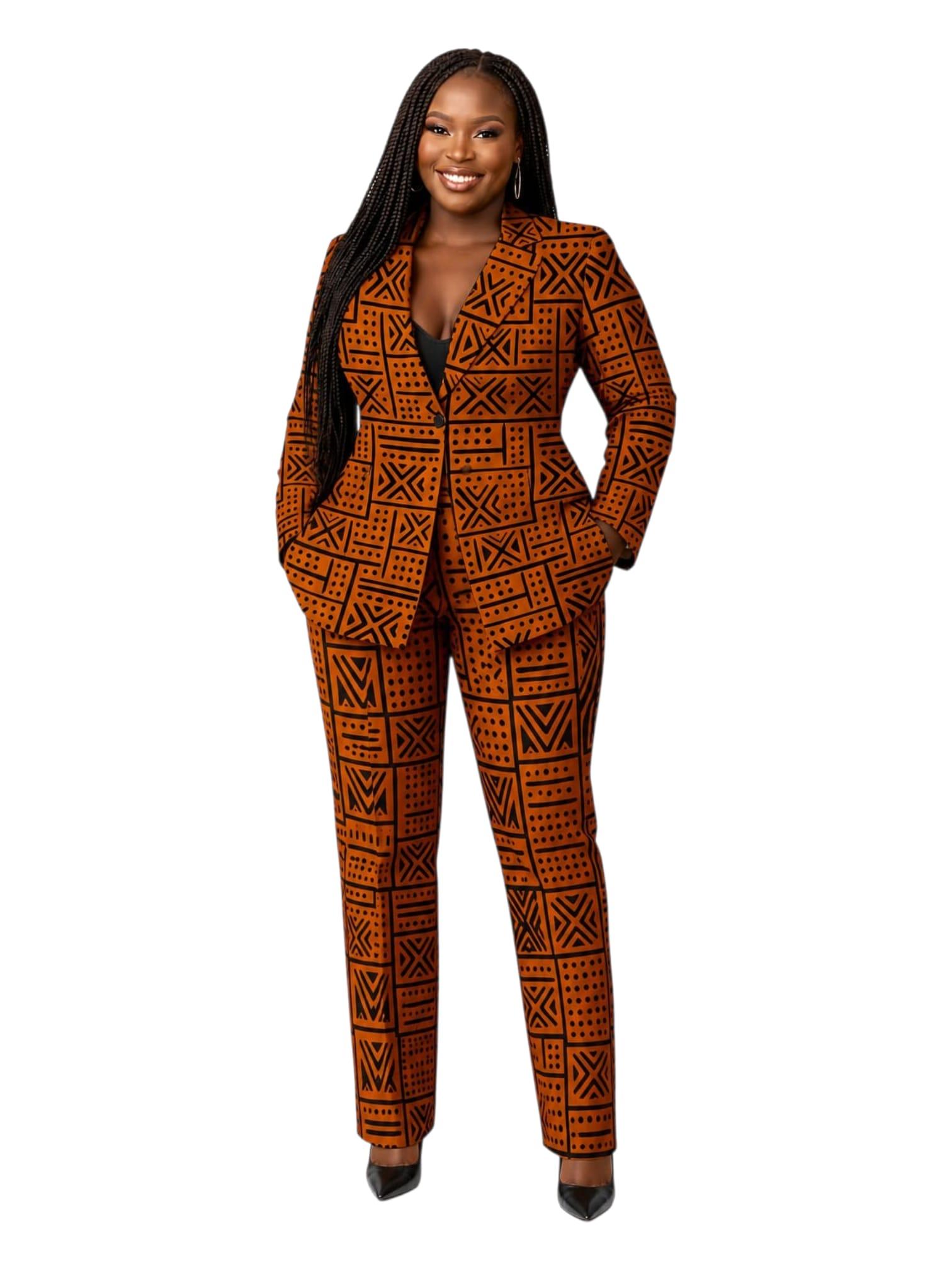 Bogolan Mud Cloth Print Pant Suit